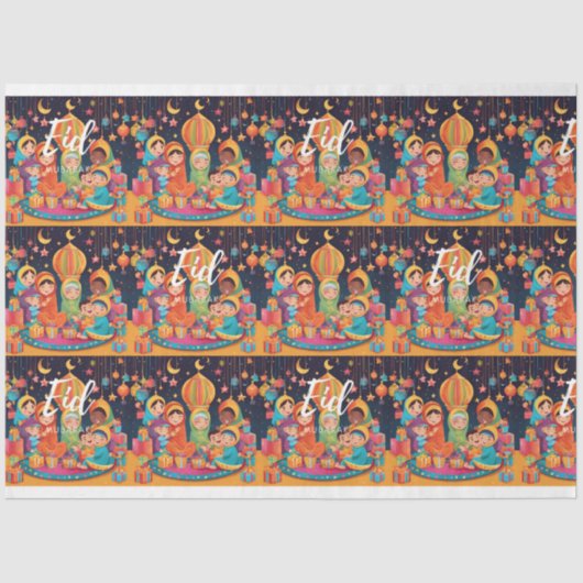 Eid Mubarak Festival Scene Inpakken Cadeaupapier Tissuepapier (Voorkant)