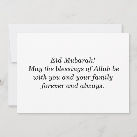 Eid Mubarak Flat Wenskaart Kaart (Achterkant)