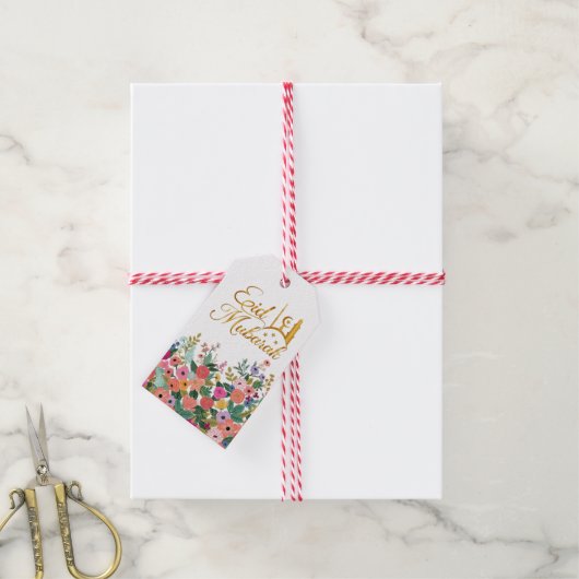 Eid mubarak floral cadeaulabel (Met Touw)