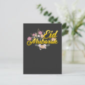 Eid Mubarak Floral Islamitische Vloervrouw Briefkaart (Staand voorkant)