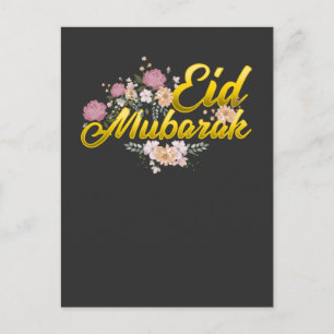 Eid Mubarak Floral Islamitische Vloervrouw Briefkaart