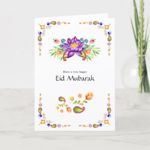 Eid Mubarak Floral Paisley Family Photo Greep Feestdagen Kaart