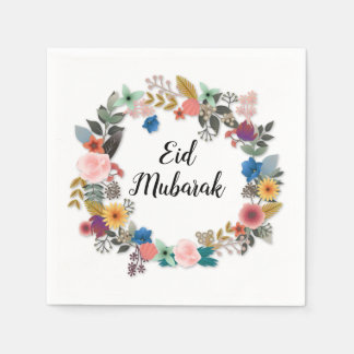 EID MUBARAK FLORAL WREATH NAPKINS SERVET