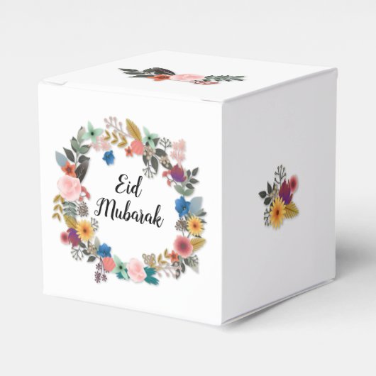 EID MUBARAK FLORAL WREATS FAVOR CUBE BEDANKDOOSJES (Voorkant Zijde)