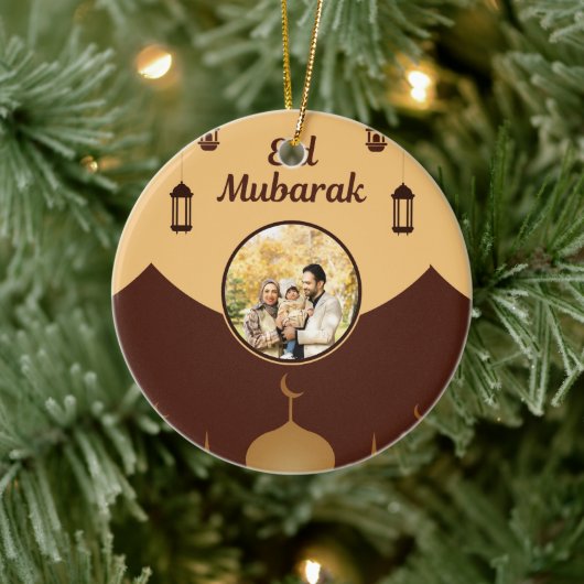 Eid Mubarak Fotolijst Moskee Silhouet Kunst Keramisch Ornament (Boom)