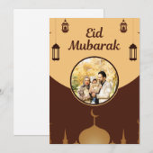 Eid Mubarak Fotolijst Moskee Silhouette Kunst Feestdagenkaart (Voorkant / Achterkant)