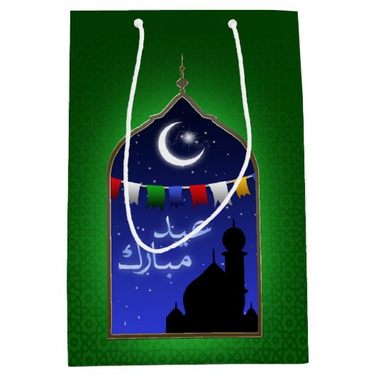 Eid Mubarak Garland Moon Medium Cadeauzakje (Voorkant)