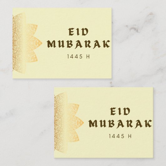 Eid Mubarak geel Wenskaart Notitiekaartje (Voorkant / Achterkant)
