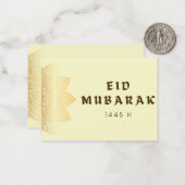 Eid Mubarak geel Wenskaart Notitiekaartje (Voorkant / Achterkant in situ)