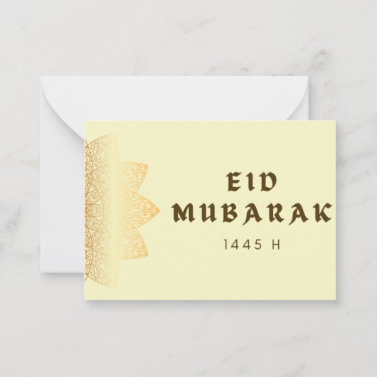 Eid Mubarak geel Wenskaart Notitiekaartje (Achterkant)