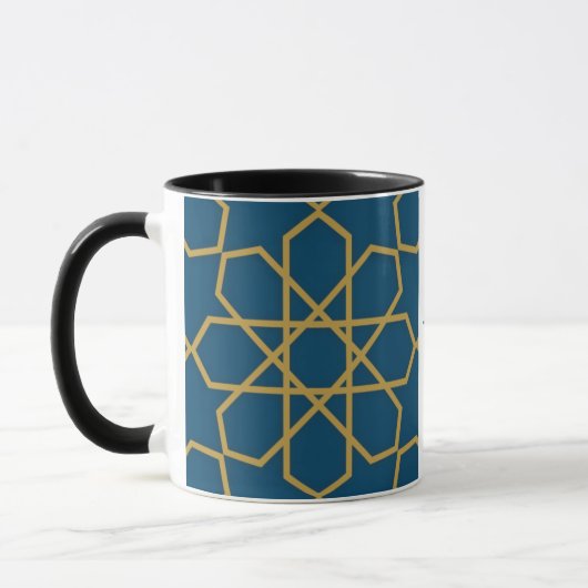 EID Mubarak Geometrisch Ontwerp Blauw Mok (Links)
