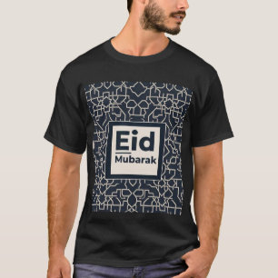 Eid Mubarak Geometrisch Patroon Zwart Tshirt