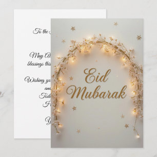 Eid mubarak gepersonaliseerde lichten wenskaart kaart