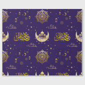 EID Mubarak Gift Navy Wrapping Paper Cadeaupapier (Vlak)