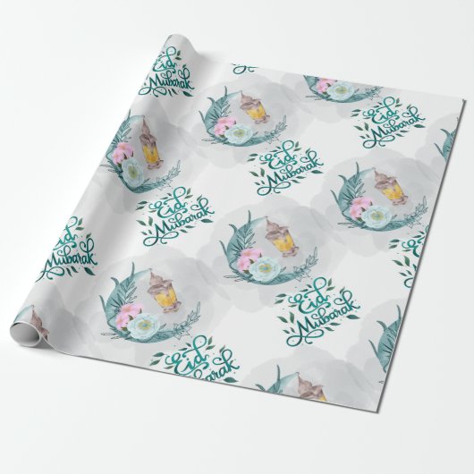 Eid Mubarak Gift Wrapping Paper Cadeaupapier (Uitgerold)