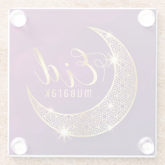 Eid Mubarak Glazen Onderzetter (Achterkant)