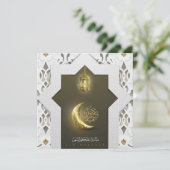 Eid Mubarak Gold Crescent Arabic Lantern Patroon Feestdagenkaart (Staand voorkant)