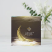 Eid Mubarak Gold Crescent Arabisch Calligrafie Feestdagenkaart (Staand voorkant)