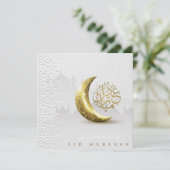 Eid Mubarak Gold Crescent Arabisch Calligrafie Feestdagenkaart (Staand voorkant)