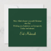 Eid Mubarak Gold Crescent Sparkle Green Feestdagenkaart (Achterkant)