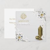 Eid Mubarak Gold Crescent Star Arabic Calligraphy Feestdagenkaart (Voorkant / Achterkant)