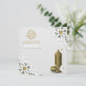 Eid Mubarak Gold Crescent Star Arabic Calligraphy Feestdagenkaart (Staand voorkant)