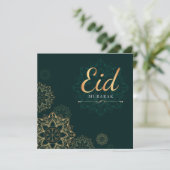 Eid Mubarak Gold Green Floral Feestdagenkaart (Staand voorkant)