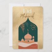 Eid Mubarak Gold Waterverf Elegant Eid Feestdagenkaart (Voorkant)