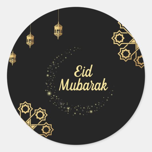 Eid Mubarak Golden Aanpassen Ronde Sticker (Voorkant)