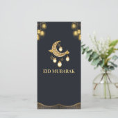 Eid Mubarak Golden Black Kaart (Staand voorkant)