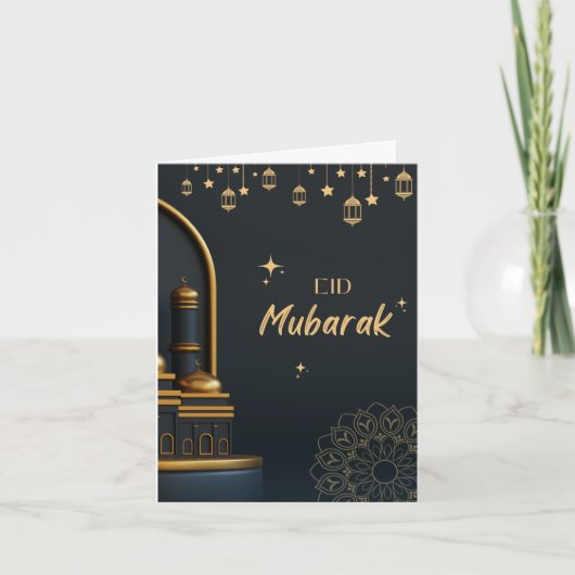 Eid Mubarak Golden Black Kaart (Voorkant)