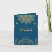 Eid Mubarak Golden Blue Kaart (Voorkant)