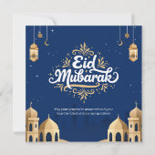 Eid Mubarak Golden & Blue Kaart (Voorkant)