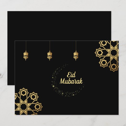 Eid Mubarak Golden Customize Kaart (Voorkant / Achterkant)