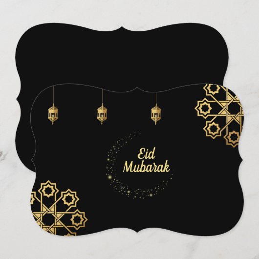 Eid Mubarak Golden Customize Kaart (Voorkant / Achterkant)