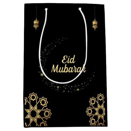 Eid Mubarak Golden Customize Medium Cadeauzakje (Voorkant)