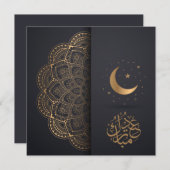Eid Mubarak Golden Mandala Crescent Stars Feestdagenkaart (Voorkant / Achterkant)