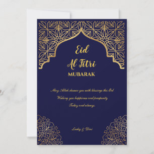 Eid Mubarak Golden Mandala Navy Blue Vakantie Feestdagenkaart
