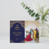 Eid Mubarak Golden Mandala Navy Blue Vakantie Feestdagenkaart (Staand voorkant)