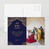 Eid Mubarak Golden Mandala Navy Blue Vakantie Feestdagenkaart (Voorkant / Achterkant)