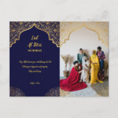 Eid Mubarak Golden Mandala Navy Blue Vakantie Feestdagenkaart (Voorkant)