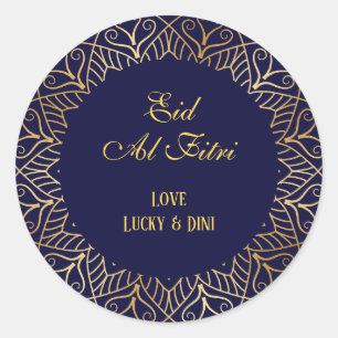 Eid Mubarak Golden Mandala Navy Blue Vakantie Ronde Sticker