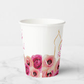 Eid Mubarak Golden Mosque Roos Blossom Paars Papieren Bekers (Rechts)