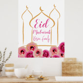 Eid Mubarak Golden Mosque Roos Blossom Paars Poster (Keuken)
