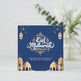 Eid Mubarak Goud & Blauw Kaart