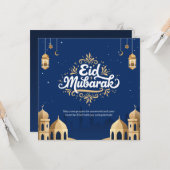 Eid Mubarak Goud & Blauw Kaart (Voorkant / Achterkant in situ)