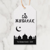 Eid Mubarak Goud Silhouet Moskee Maan Ster Cadeaulabels (Achterkant)