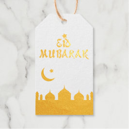 Eid Mubarak Goud Silhouet Moskee Maan Ster Cadeaulabels