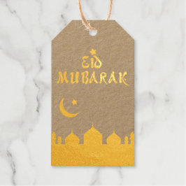 Eid Mubarak Goud Silhouet Moskee Maan Ster Cadeaulabels