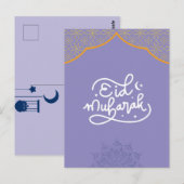 Eid Mubarak Gouden en paarse Mandala Briefkaart (Voorkant / Achterkant)